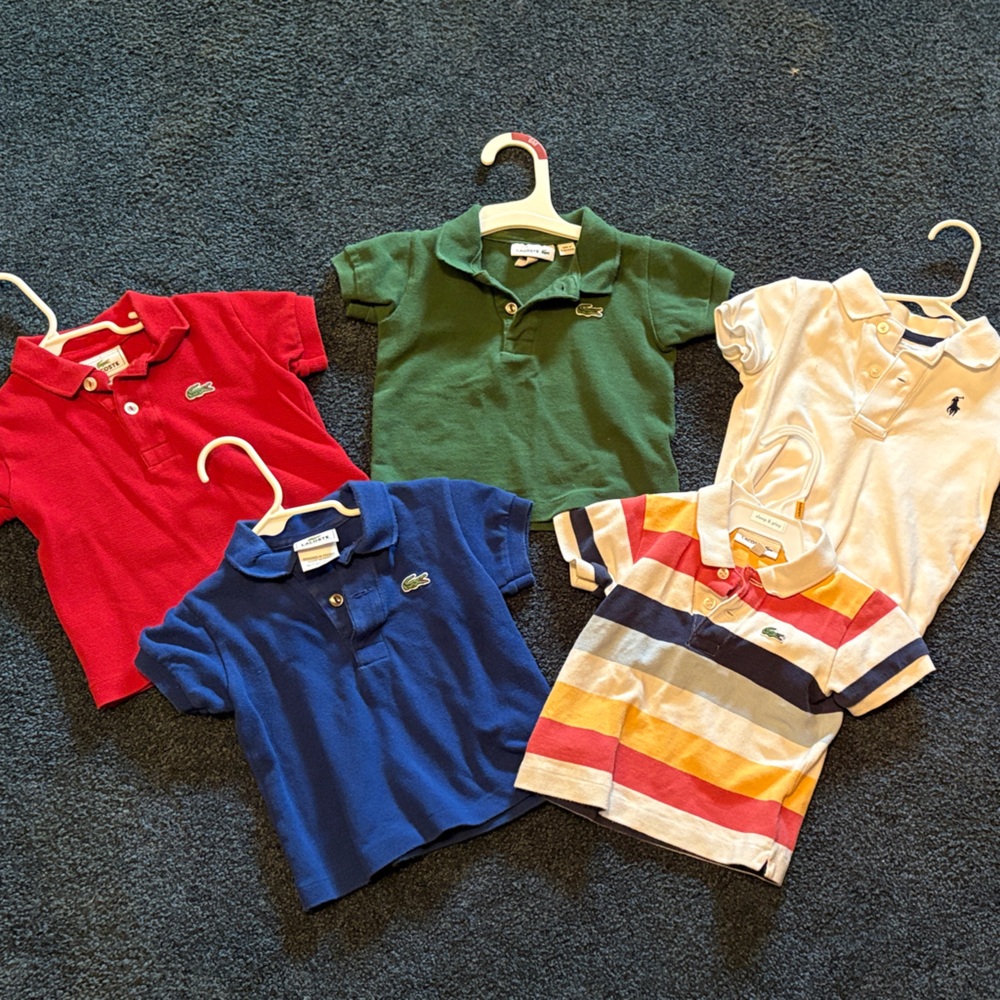 Lacoste Kids Polo Shirt Set – Red, Blue, Green, Striped, White